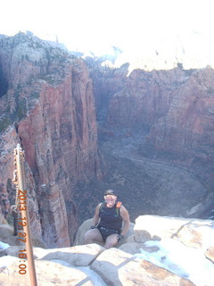 271 8gt. Zion National Park - Angels Landing hike - descending - Adam sitting