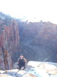 272 8gt. Zion National Park - Angels Landing hike - descending - Adam sitting
