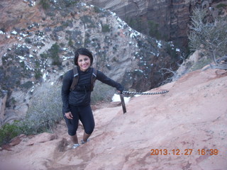 286 8gt. Zion National Park - Angels Landing hike - descending - Somaya (who got a scare)