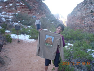 Zion National Park - Angels Landing hike - descending - Somaya and Angels Landing shirt