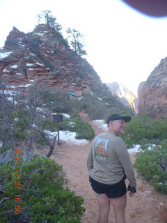 296 8gt. Zion National Park - Angels Landing hike - Adam wearing Angels Landing shirt