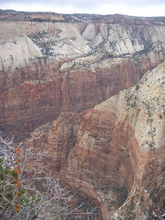Zion National Park - Cable Mountain hike end view - snowy switchbacks