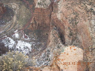 101 8gu. Zion National Park - Cable Mountain hike end view - snowy switchbacks