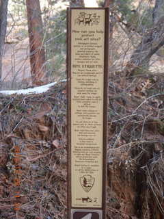 Zion National Park drive - petroglyphs sign