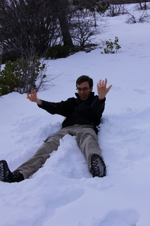 Zion National Park - Cable Mountain hike - Brian finishing his snow angel