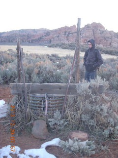 12 8gv. Cave Valley hike - Brian at watering dish for cattle