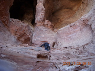Cave Valley hike - our echo cave - Brian climbing
