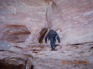 55 8gv. Cave Valley hike - our echo cave - Brian climbing