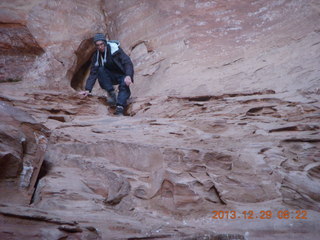 63 8gv. Cave Valley hike - our echo cave - Brian coming down