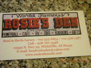 Triangle Airpark - Rosie's Den Cafe card