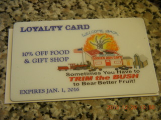 206 8gv. Triangle Airpark - Rosie's Den Cafe loyalty card