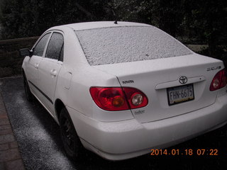 Betsy's snow-covered car in Melrose Park