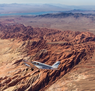 1347 8hn. N8377W in flight over Valley of Fire