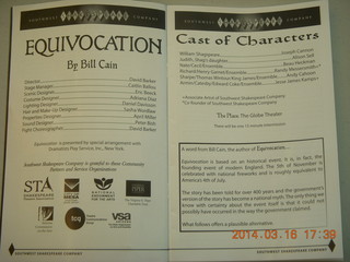 Equivocation - play about Shakespeare in Mesa - program