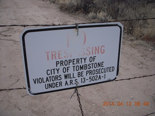 57 8lc. Tombstone Airport run - sign