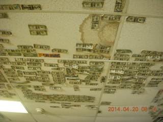 302 8ll. Alamo Lake airstrip - dollar bills on the ceiling