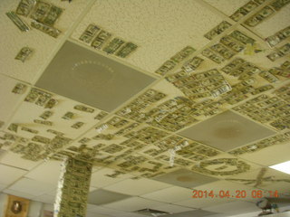 303 8ll. Alamo Lake airstrip - dollar bills on the ceiling