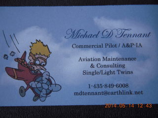 118 8me. Mike Tennant business card