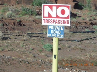 Potash Road drive - No Trespassing, Private Road signs