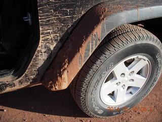 Potash Road drive - mud on my rental Jeep