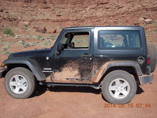 94 8mf. White Rim Road - my muddy rental Jeep