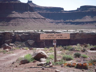White Rim Road drive - Lathrop Canyon Road sign