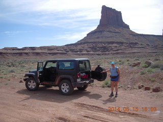 279 8mf. Canyonlands National Park - Lathrop hike - Jeep + Adam on White Rim Road