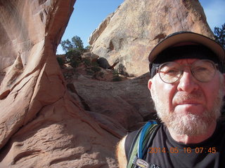 46 8mg. Arches National Park - Devil's Garden hike - Adam at Double O Arch