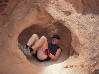 117 8mg. Arches National Park - Devil's Garden hike - Adam in hole in the rock
