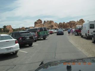 134 8mg. Arches National Park drive - lots of cars parked at Devil's Garden