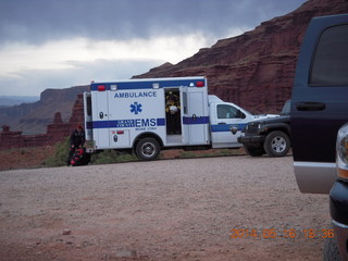 381 8mg. Fisher Tower hike - emergency crew for broken-ankle hiker