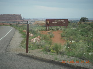 driving to Needles - Canyonlands National Parksign