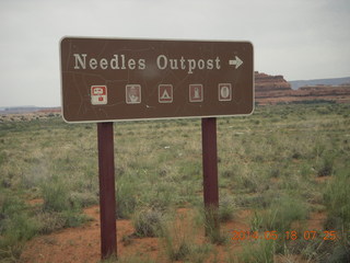 32 8mj. driving to Needles - Needles Outpost sign
