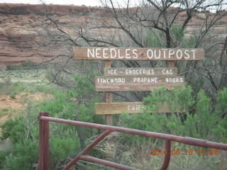 driving to Needles - Needles Outpost sign