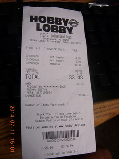 24 8pb. Hobby Lobby receipt