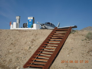N8377W at fuel pumps at Mack Mesa (10CO)