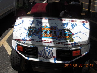 my Volkswagon Golf and Antoine's Porsche