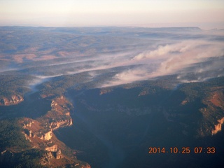 13 8sr. aerial - Grand Canyon just after dawn - low clouds on the north rim