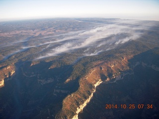 17 8sr. aerial - Grand Canyon just after dawn - low clouds on the north rim