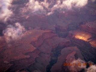 aerial - Grand Canyon between clouds