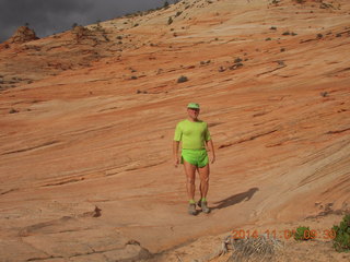 36 8t1. Zion National Park - Adam on slickrock (tripod and timer)