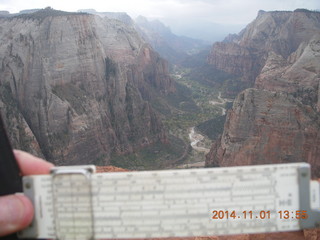 97 8t1. Zion National Park - Observation Point hike - summit - Forman Acton's slide rule
