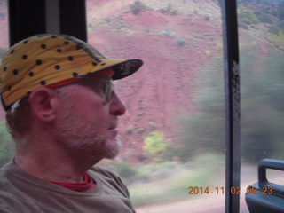 37 8t2. Zion National Park - Adam on the shuttle bus