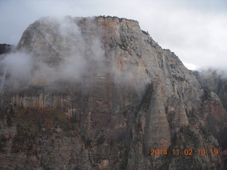 68 8t2. Zion National Park Angels Landing hike - cloudy view at the top