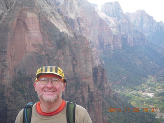 Zion National Park Angels Landing hike - Adam at the top