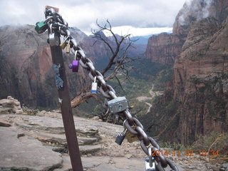 Zion National Park Angels Landing hike - a lot of locks at the top of the chains