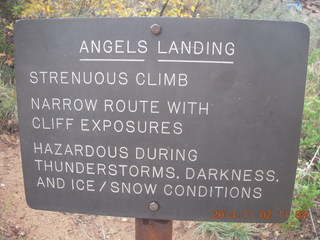 103 8t2. Zion National Park Angels Landing hike - another scary sign
