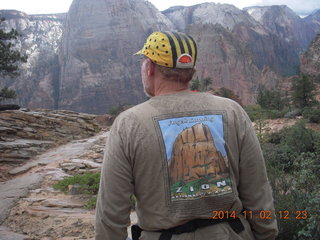 120 8t2. Zion National Park - West Rim hike - Adam and Angels Landing t-shirt and Angels Landing