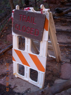 Zion National Park - Emerald Ponds hike - closed trail sign