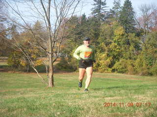 Curtis Arboretum - fall foliage - Adam running (tripod and timer)